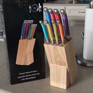 NEW! French Home 8-Piece Knife Set with Wood Block.